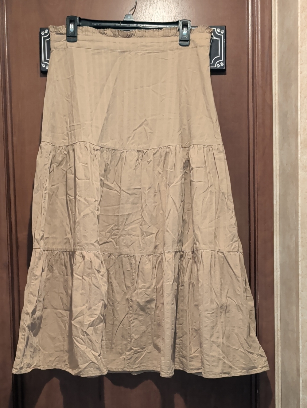 Moon River Tiered Maxi Skirt in Beige Cotton
